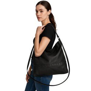 Gianni Chiarini Black Leather Bag Shoulder Satchel Purse Tote Women's WOMAN'S